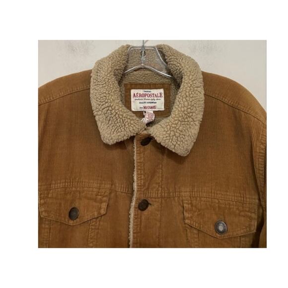 Vintage Aeropostale Sherpa Lined Corduroy Jacket Medium Brown Trucker Y2K - Picture 3 of 7